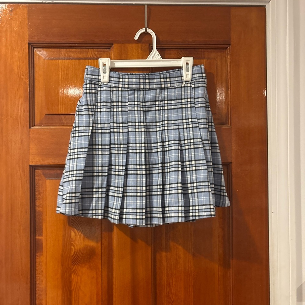 Hollister Blue and White Plaid Mini Skirt
